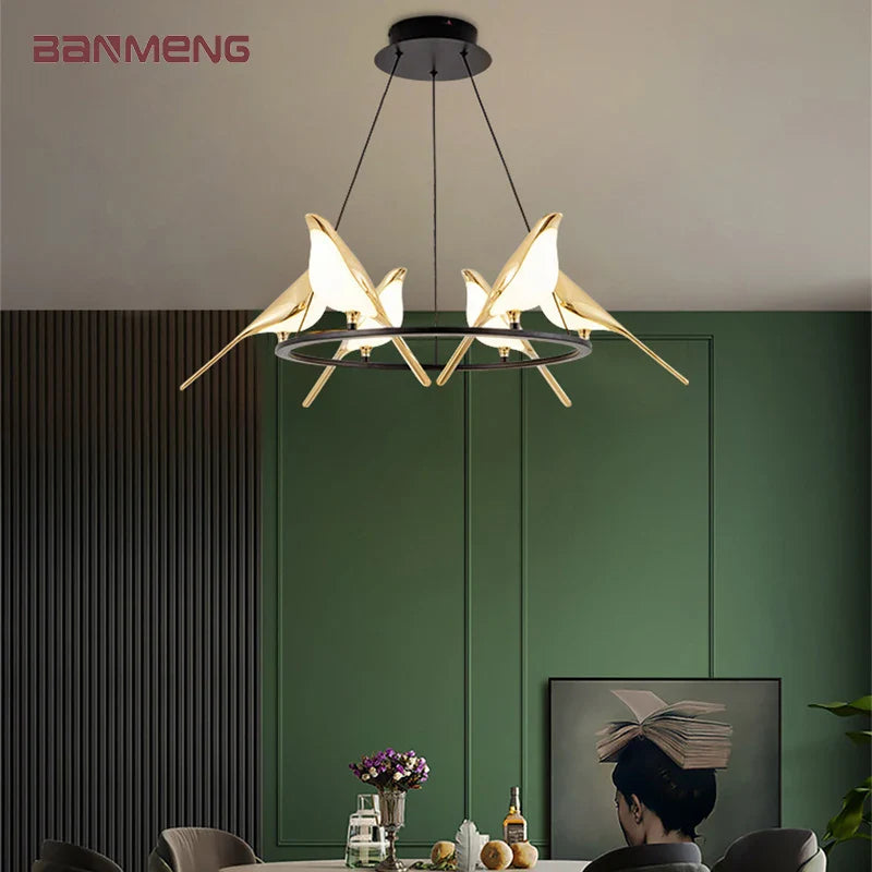 Econiko Magpie Bird LED Pendant Chandeliers for Nordic Modern Indoor Lighting