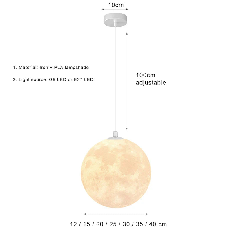 Moon Pendant LED Chandelier Indoor Light for Bedroom Living Room by Econiko