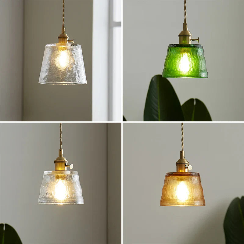 Color Glass Hanging Lamps Nordic Brass Wood Pendant Light Kitchen Bar Decor Home Econiko