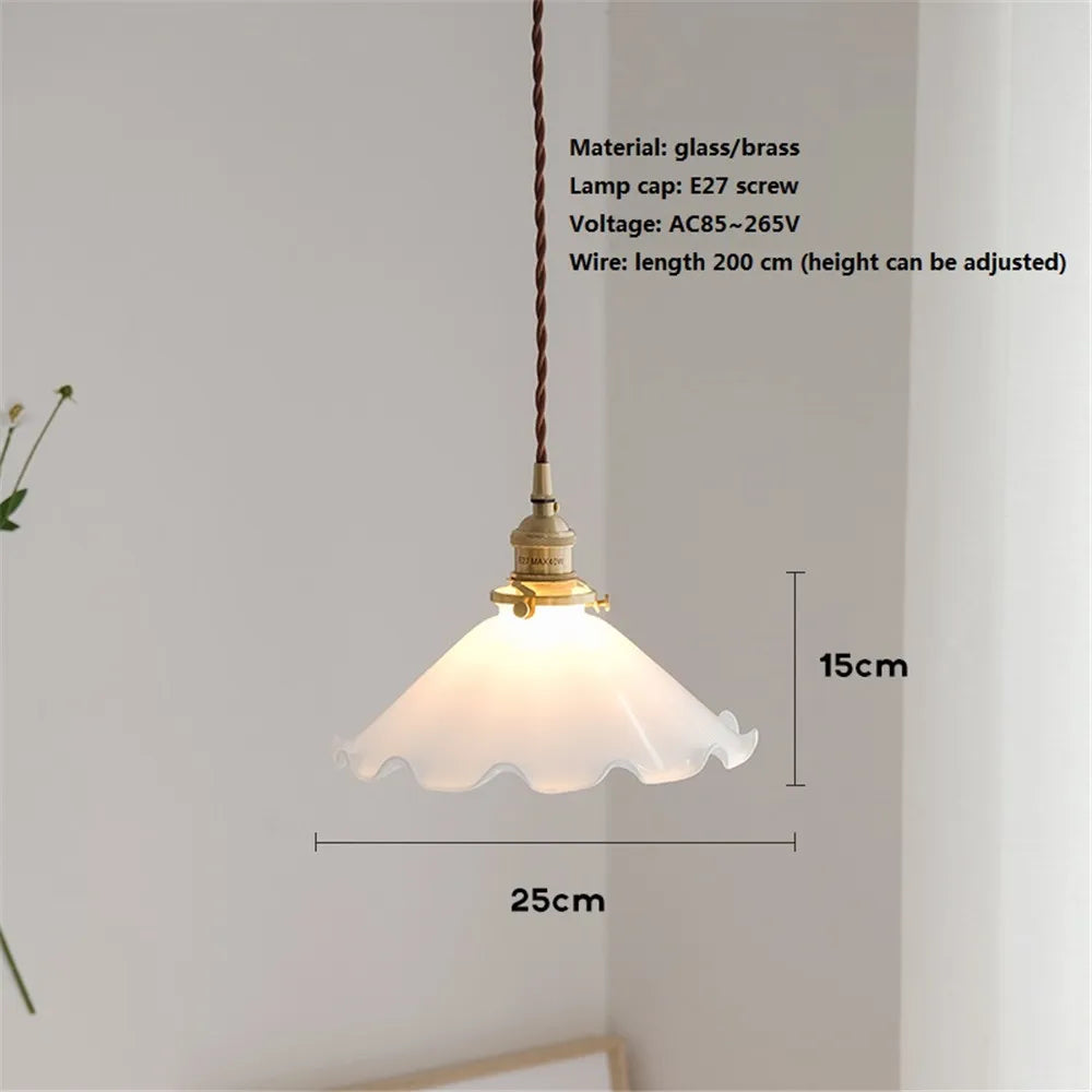 Brass Glass Pendant Light Vintage Dining Kitchen Ceiling Lighting by Econiko