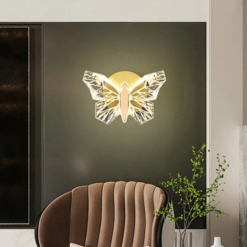 Econiko Butterfly Glass LED Wall Lamp: Nordic Modern Sconces Lighting for Home Decor.