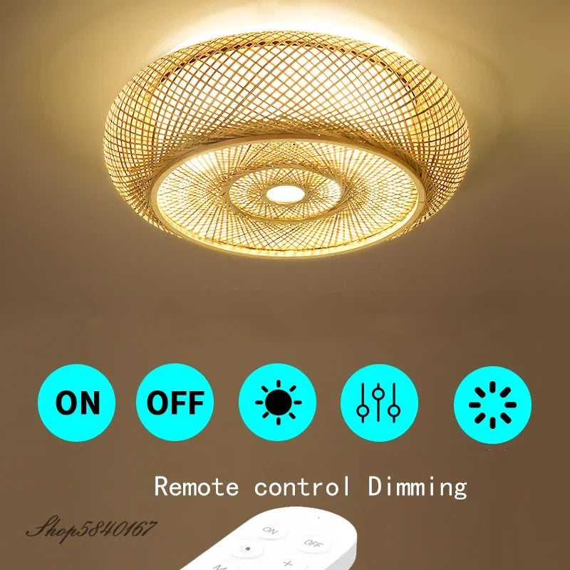 Bamboo Chinese Style Hanging Ceiling Light for Living Room Dining Room by Econiko.