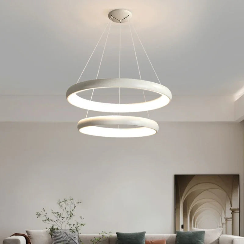 Circular LED Chandelier by Econiko: Remote Controlled Modern Interior Decor for Dining Room, Bedroom, Kitchen