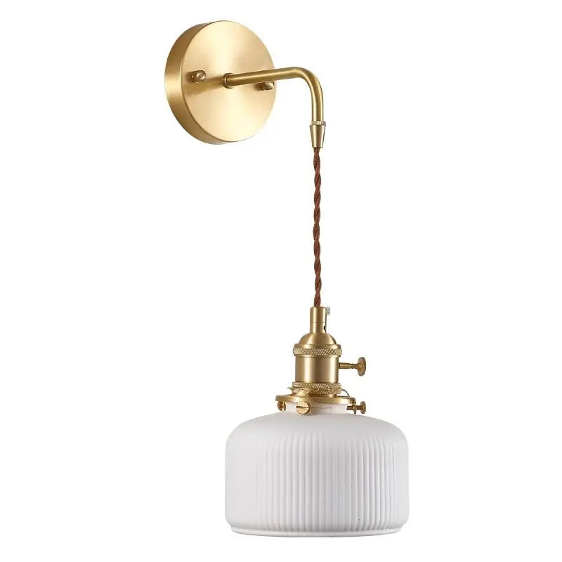 Ceramic Rechargeable Wall Light Pull Wire Switch Nordic Brass White LED Sconce Bedside Rotary Lamp Vintage Econiko E27