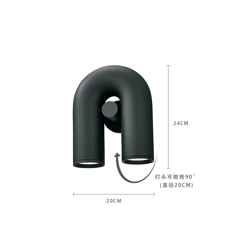 Adjustable U-shaped LED wall lamp for bedside reading, Nordic living room. Econiko: wall lamp, bedside reading lamp, LED.