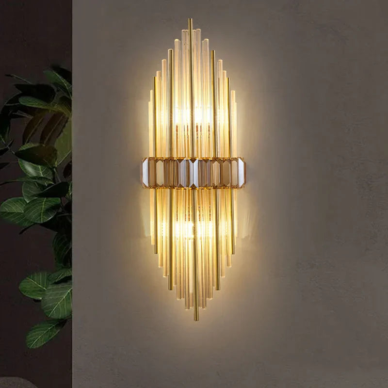 Econiko Crystal LED Wall Lamp Modern Light Luxury Gold Wall Sconce Home Decor