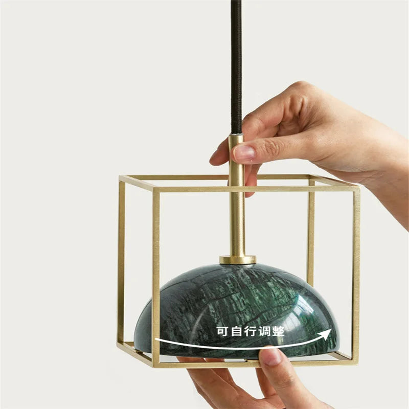 Nordic Marble LED Pendant Light by Econiko - Copper Hanging Lamp for Dining Room, Kitchen, Bedroom