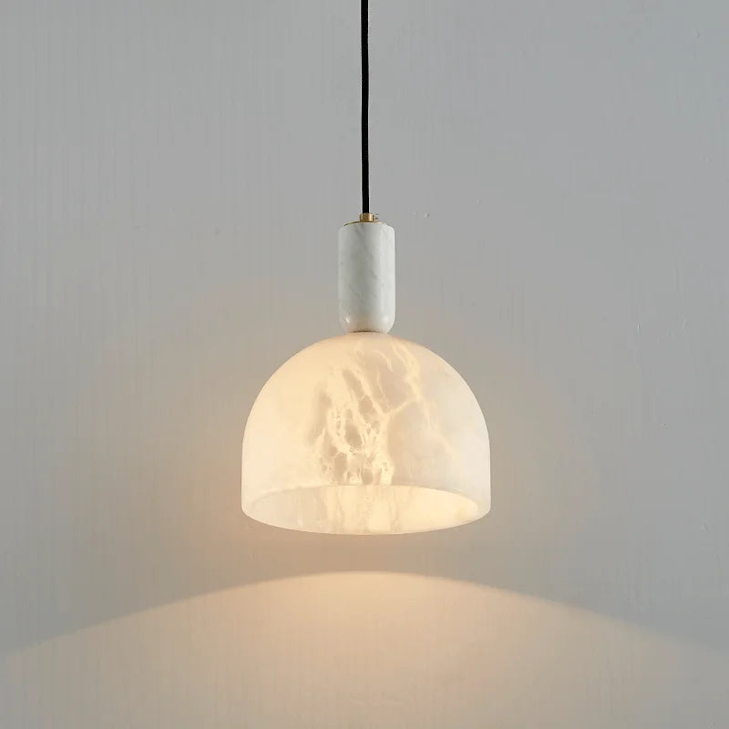 Alabaster Pendant Light with Copper Base for Bedroom, Restaurant & Bar Decor by Econiko