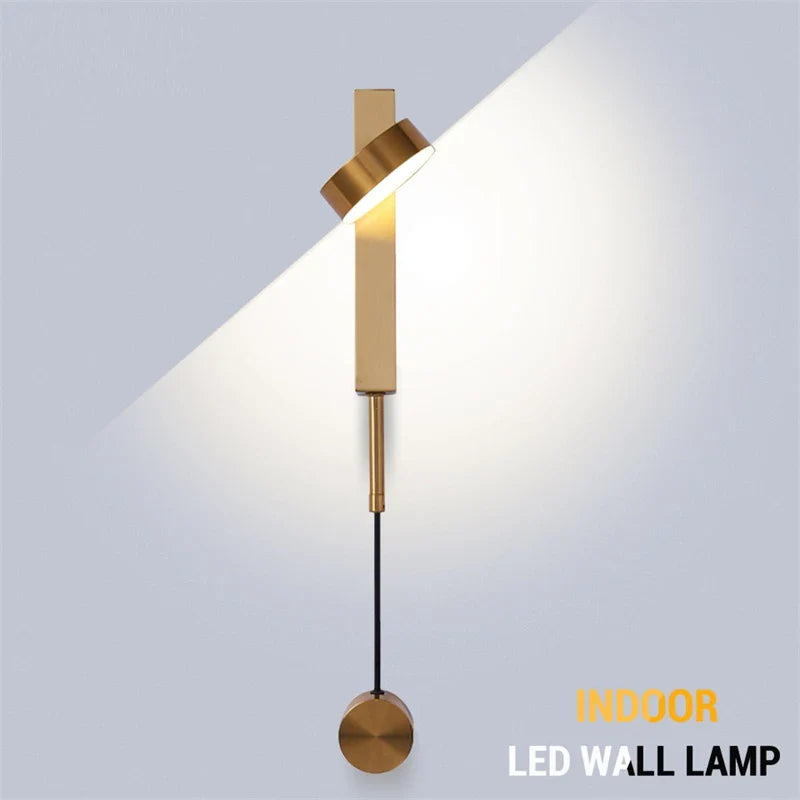 12W LED Wall Lamp Dimmable Switch 350° Rotate Sconce Light For Home Living Room Bedside - Econiko Gold Brass Luminaire