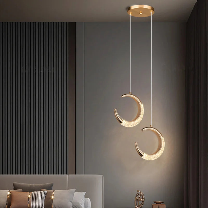 Econiko Nordic LED Pendant Light Gold Acrylic Chandelier for Home Loft Bedroom Stairs