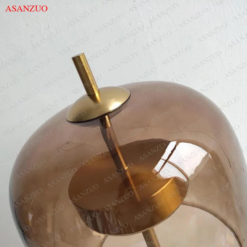 Amber Glass Table Lamps by Econiko - Modern Bedroom Desk Lamp, 18cm Smoke Gray Glass911