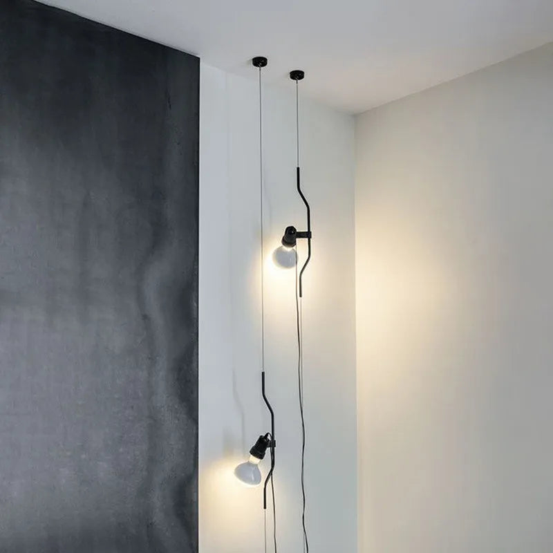 Adjustable Black Line Pendant Lamp for Bedroom, Living Room, or Sofa by Econiko