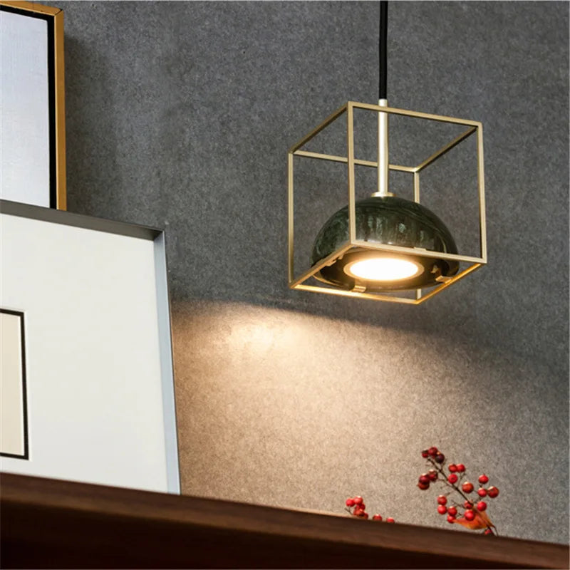 Nordic Marble LED Pendant Light by Econiko - Copper Hanging Lamp for Dining Room, Kitchen, Bedroom