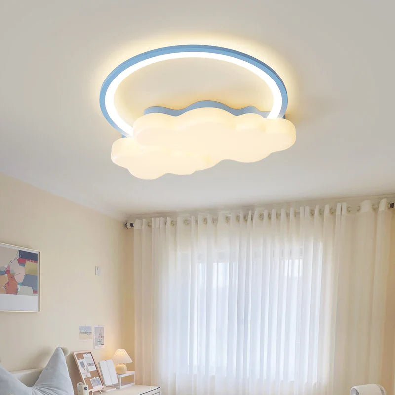 Blue Pink Rabbit Cloud Ceiling Light Econiko Children's Bedroom Lamp