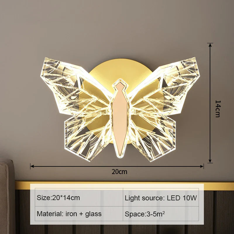 Econiko Butterfly Glass LED Wall Lamp: Nordic Modern Sconces Lighting for Home Decor.