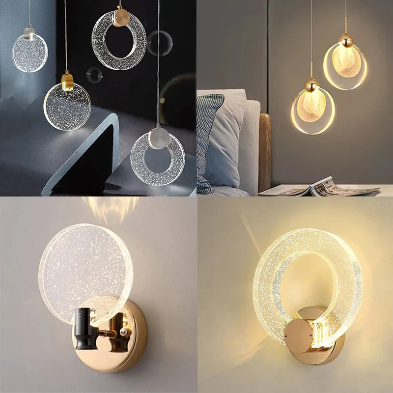 Bubble Crystal Pendant Lights Nordic LED Hanging Lamps for Living Dining Bedroom by Econiko