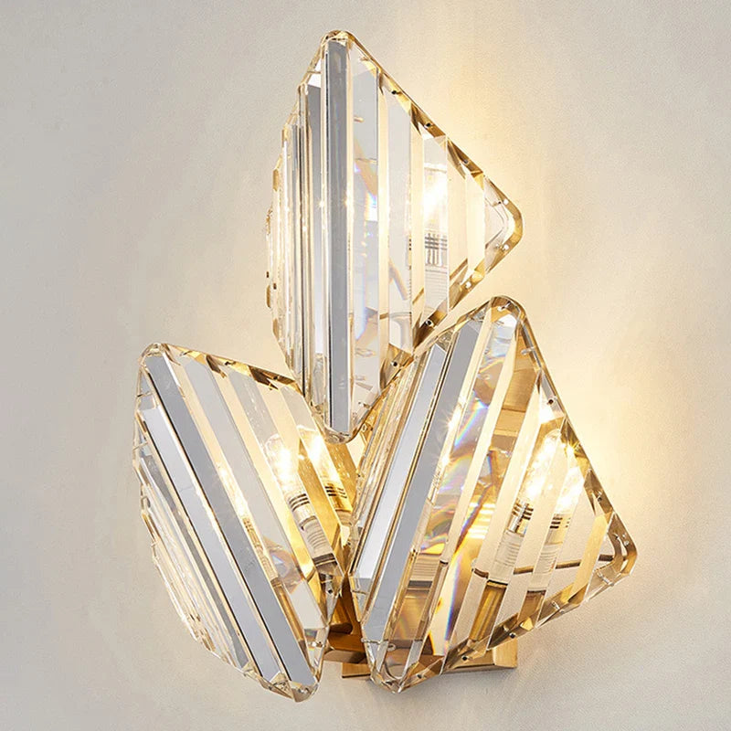 Modern Luxury Gold Crystal LED Wall Sconce Light for Living Room Bedside by Econiko