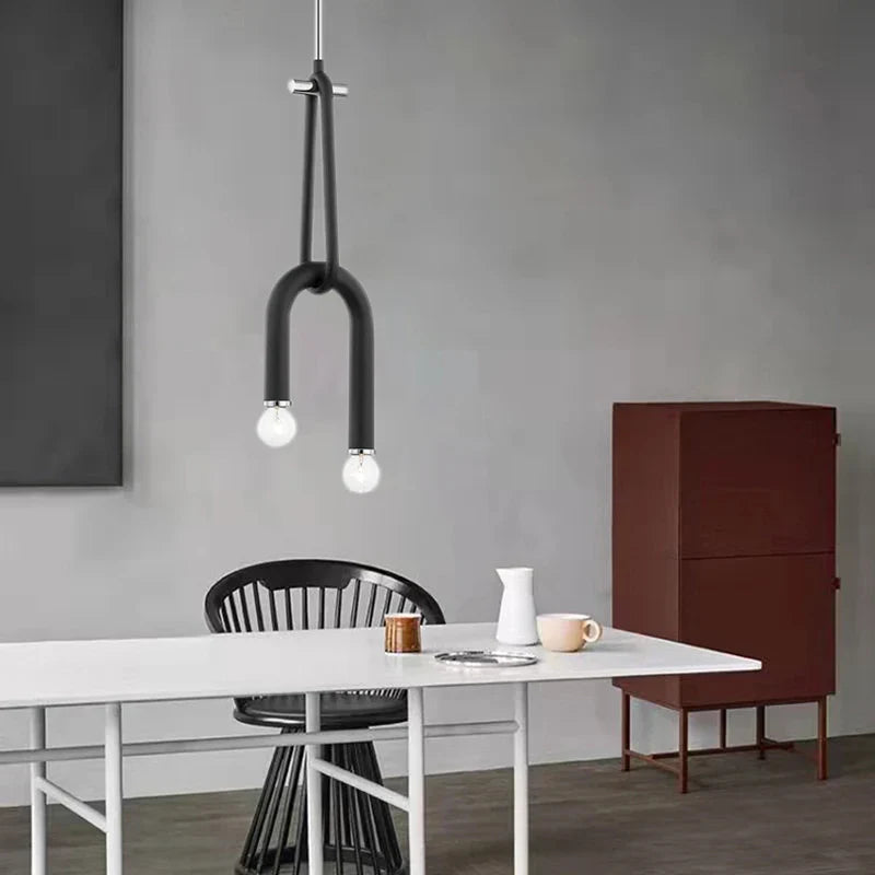 Adjustable Height Black Metal Chandeliers for Dining Room Kitchen Bedside Lighting by Econiko