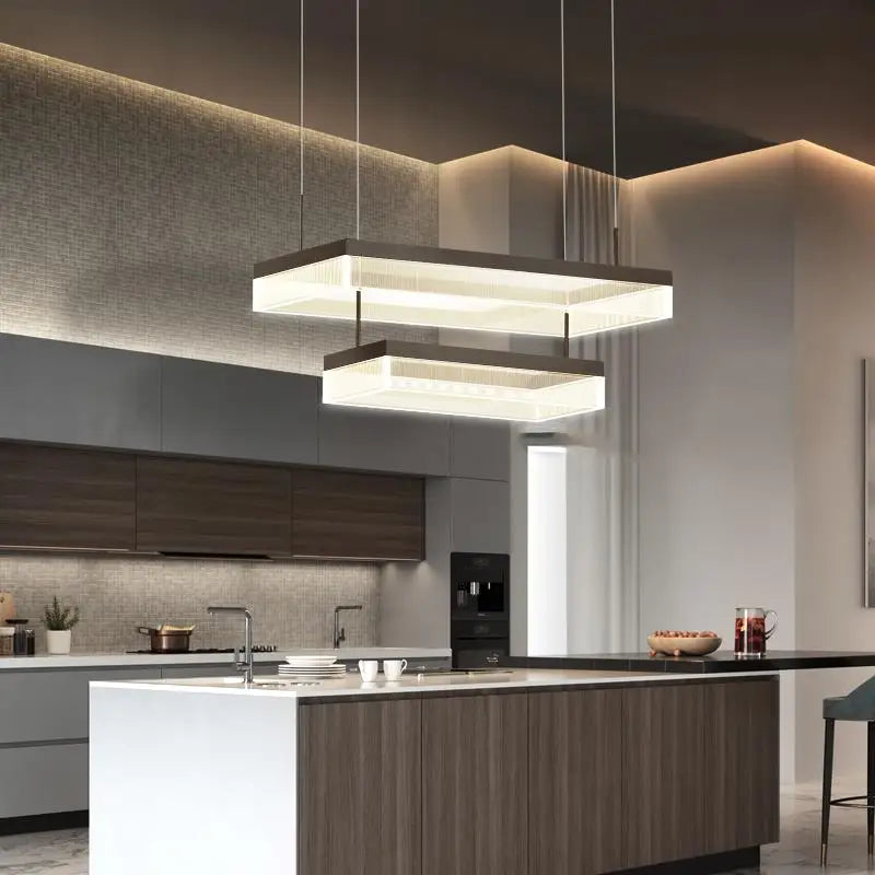 Acrylic LED Pendant Light for Dining Living Room Kitchen, Square Creative Lighting by Econiko