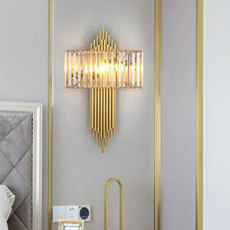 Econiko Crystal LED Wall Lamp: Nordic Modern Gold Light Sconces for Living Room and Bedroom