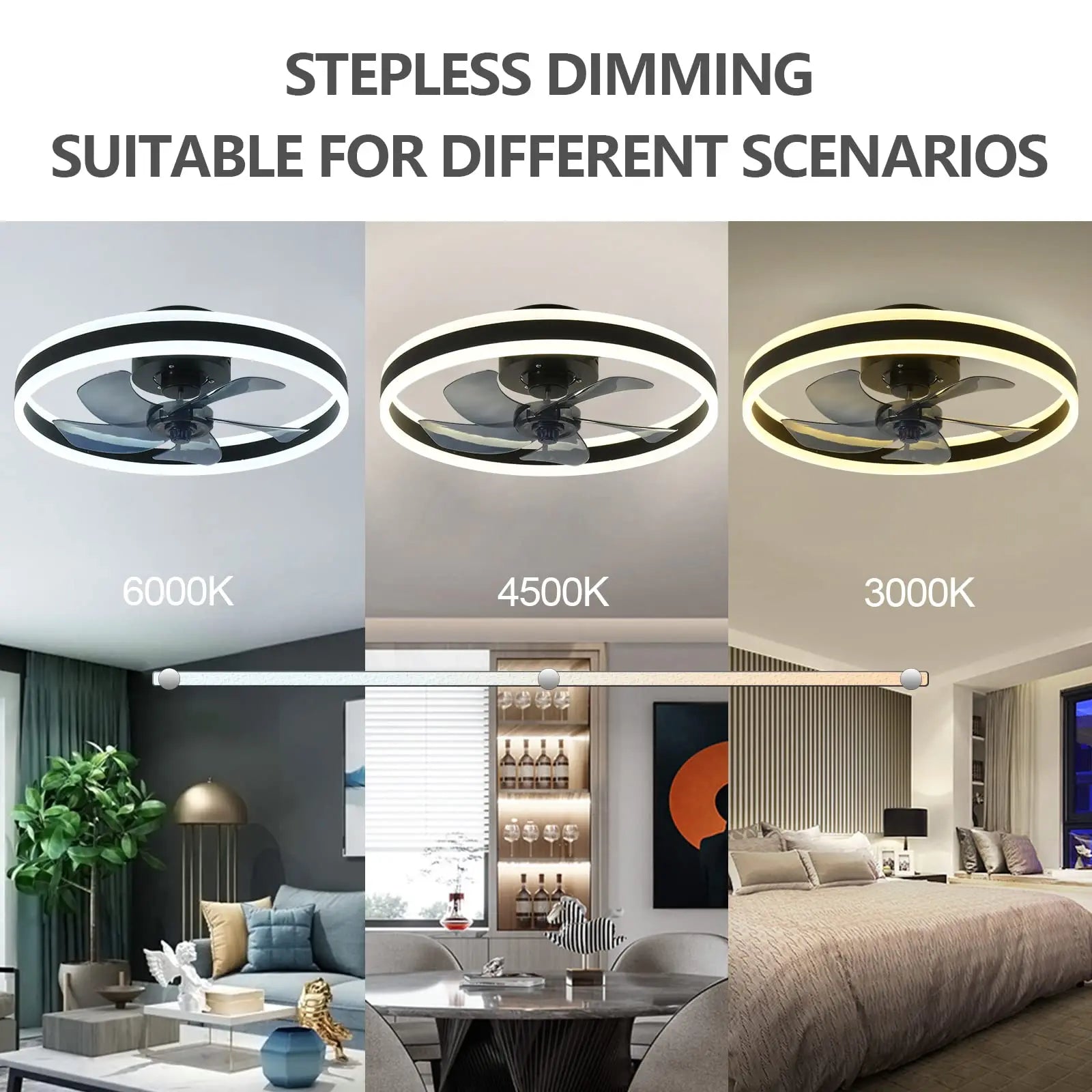 Econiko Modern LED Ceiling Fan Light with Control for Bedroom Living Room Restaurant