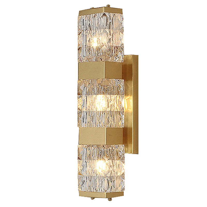 Clear Crystal Wall Light Parlor Bedroom Stairs Lamp Gold Stainless Steel by Econiko Lighting