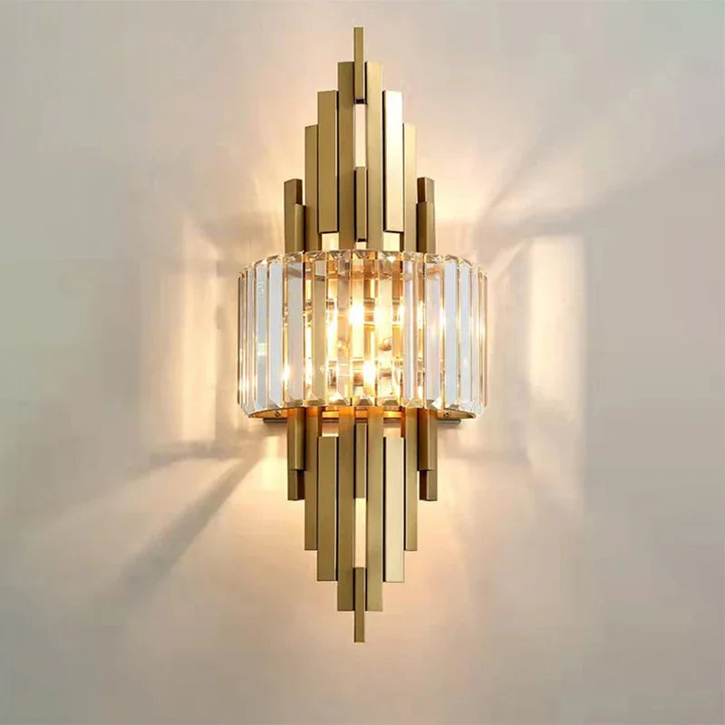 Econiko Crystal LED Wall Light: Modern Gold Nordic Sconce for Living Room & Bedroom