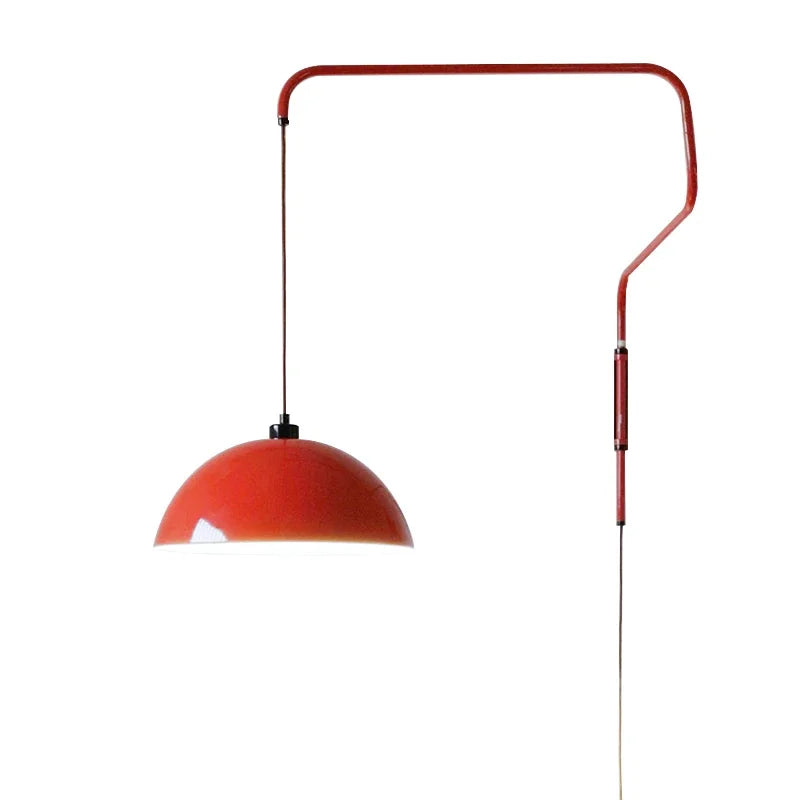 Adjustable Swing Arm Wall Lamp LED E27 Red/White Econiko Lampshade for Living Room