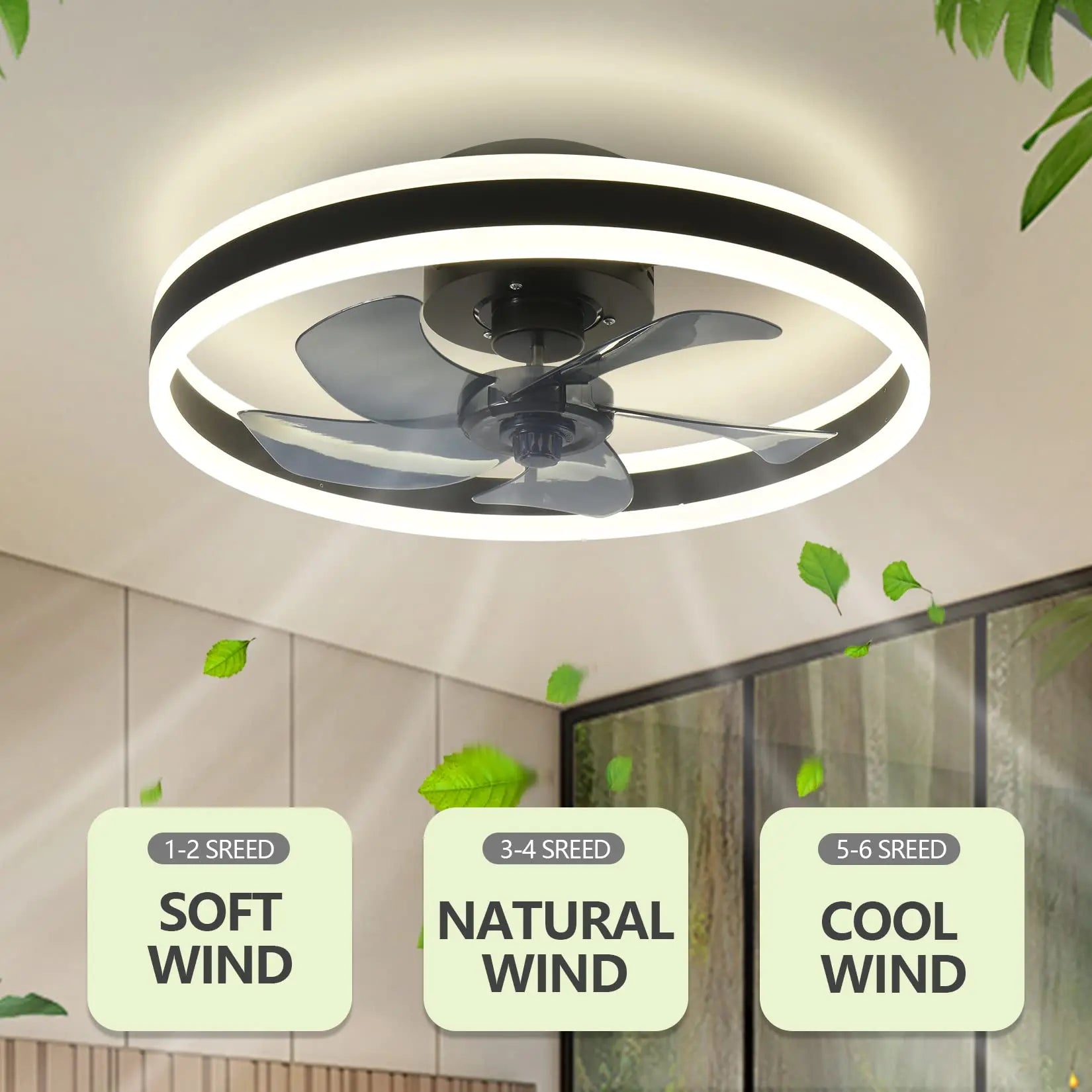 Econiko Modern LED Ceiling Fan Light with Control for Bedroom Living Room Restaurant