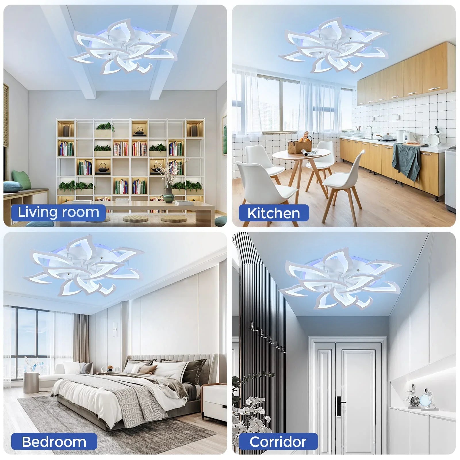 Econiko Lotus LED Ceiling Chandelier for Living Dining Room Kitchen Bedroom Art Deco Lighting