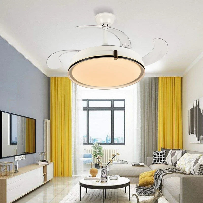 Ceil Fan Lamp Living Room Bedroom Decorative Motor Mute LED Ceiling Fan With Light - Econiko