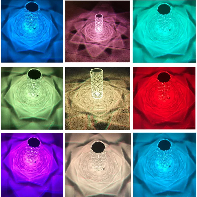 Econiko LED Touch Lamp Crystal Desk Light 16 Colors USB Projector Room Decor