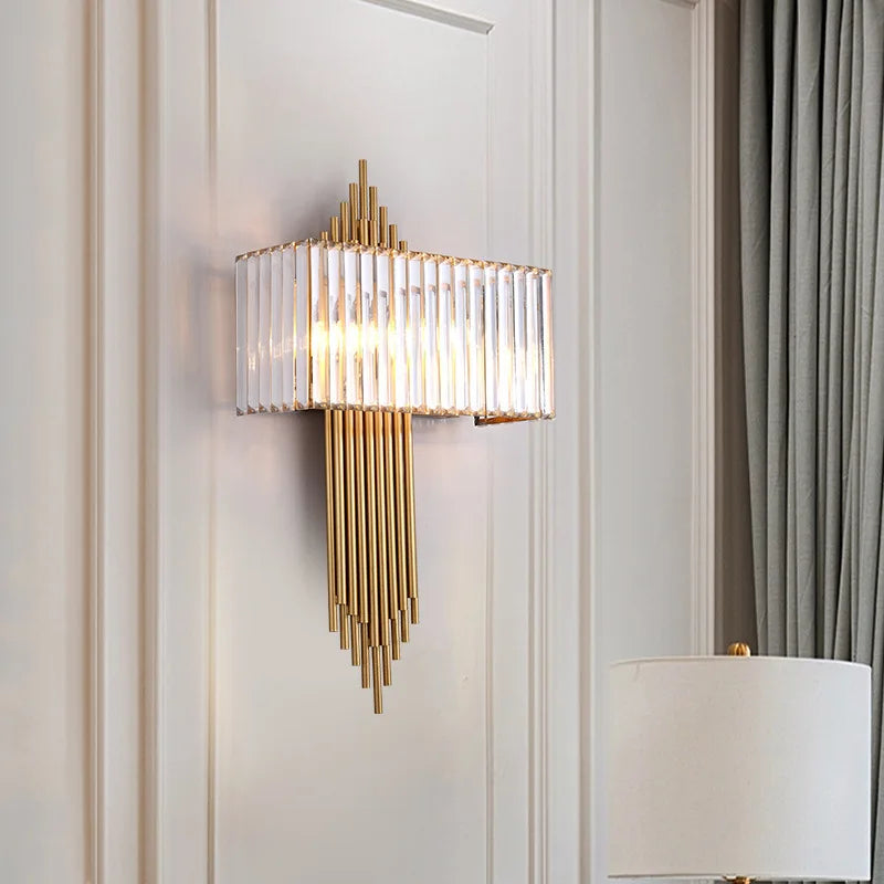 Econiko Crystal LED Wall Lamp: Nordic Modern Gold Light Sconces for Living Room and Bedroom