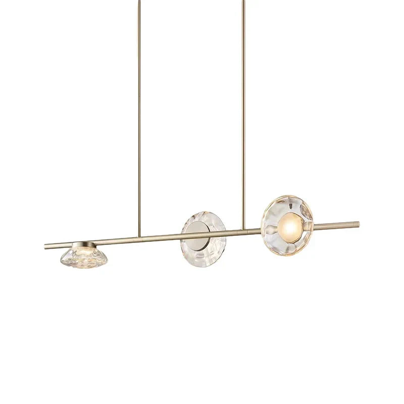 Clear Glass LED Chandeliers with Gold Metal Finish for Dining Room Lighting by Econiko