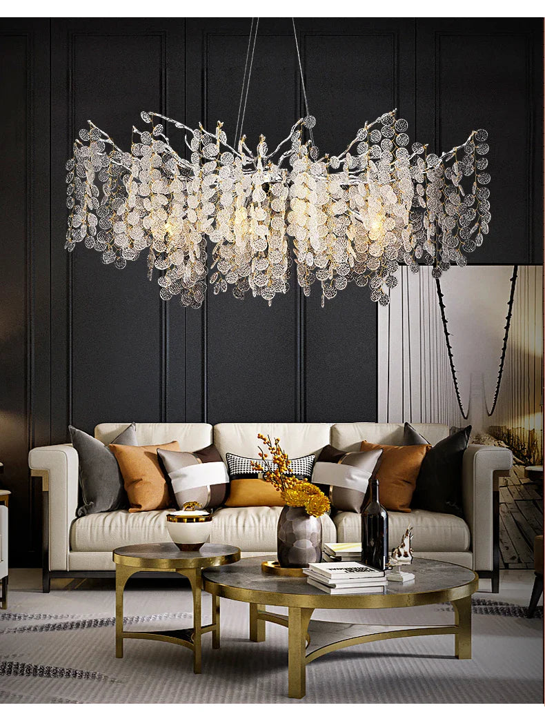 Branch Pendant Light Metal Crystal Art Decor for Dining Hotel Lobby Live Room by Econiko.