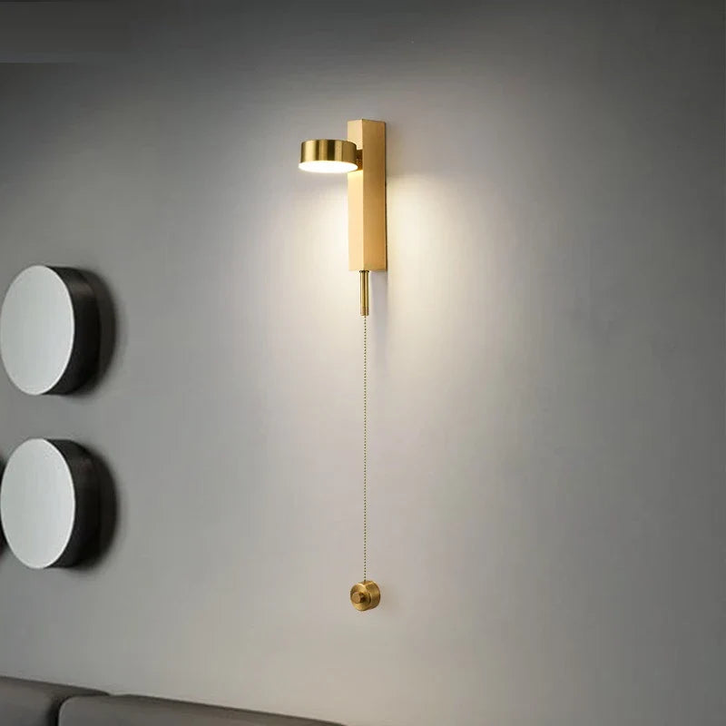 12W LED Wall Lamp Dimmable Switch 350° Rotate Sconce Light For Home Living Room Bedside - Econiko Gold Brass Luminaire