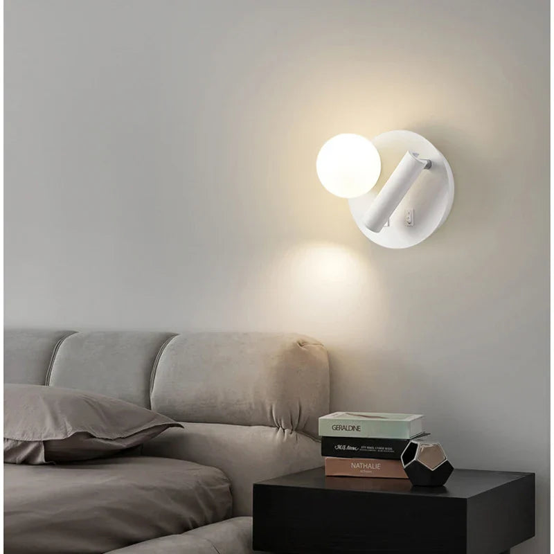 Nordic LED Wall Light Switch Sconces Indoor Lighting for Bedroom Hotel Living Room by Econiko