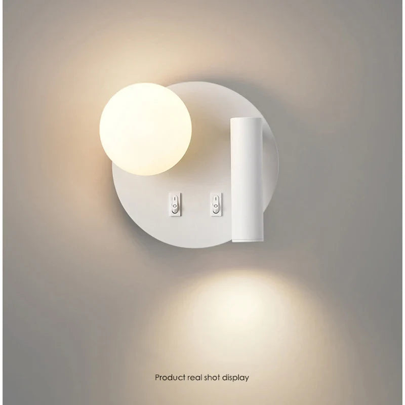 Nordic LED Wall Light Switch Sconces Indoor Lighting for Bedroom Hotel Living Room by Econiko