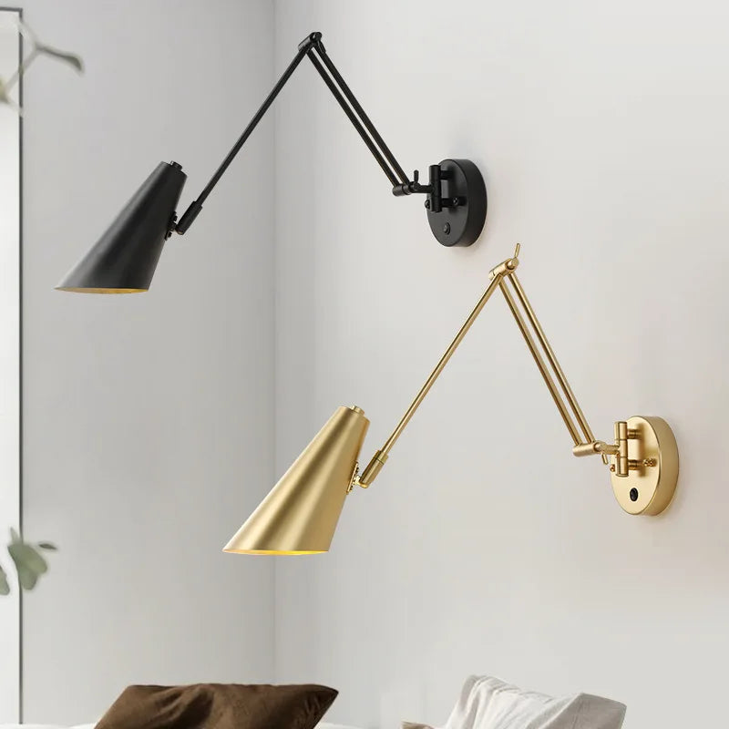 Adjustable Swing Arm LED Wall Lamp Touch Sensor Sconce Lights by Econiko