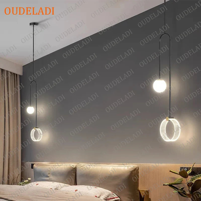 Acrylic LED Pendant Lights for Living Room by Econiko: Modern Art Indoor Ceiling Lamp