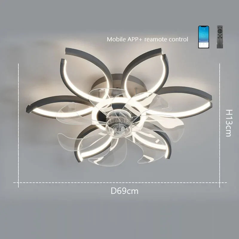 Adjustable LED Fan Ceiling Lamp with Remote Control Chandelier for Home Decor Lighting by Econiko.