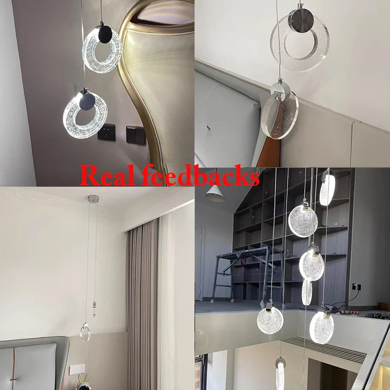 Bubble Crystal Pendant Lights Nordic LED Hanging Lamps for Living Dining Bedroom by Econiko