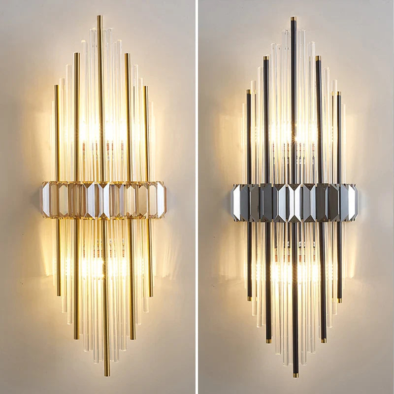 Econiko Crystal LED Wall Lamp Modern Light Luxury Gold Wall Sconce Home Decor