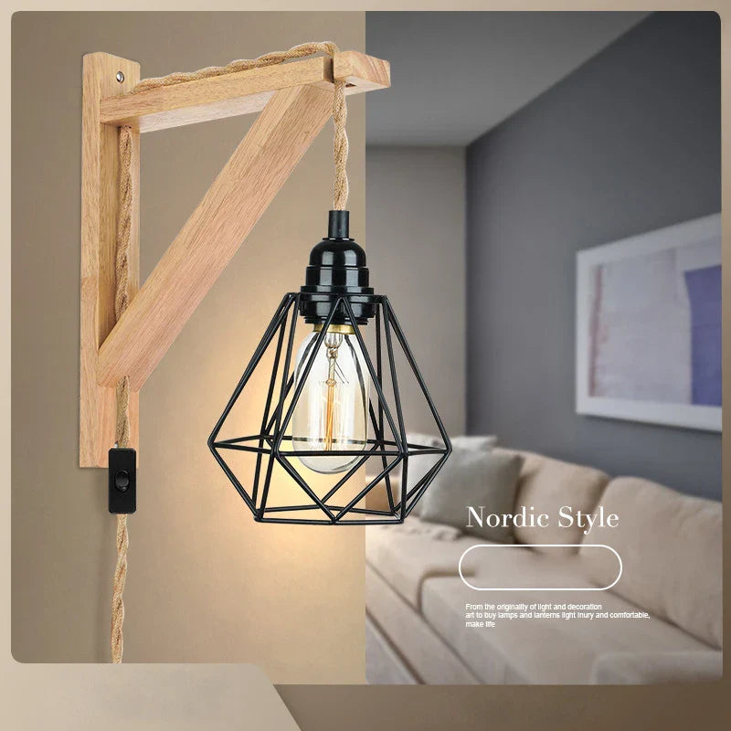 Econiko Wooden Wall Sconce LED Light for Bedroom and Living Room