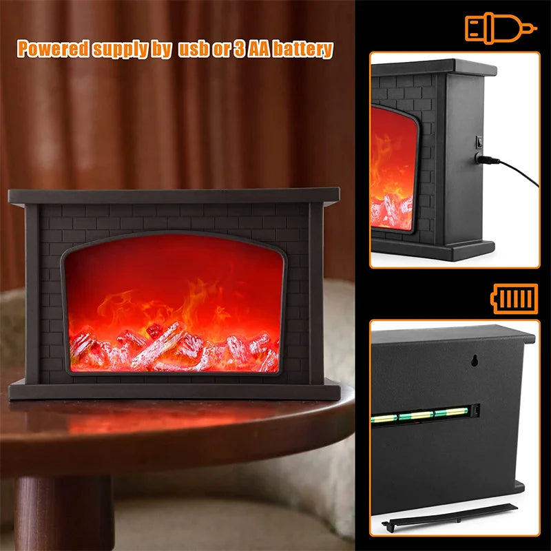 Econiko LED Flame Lantern Night Light USB Fire Fireplace Table Lamp