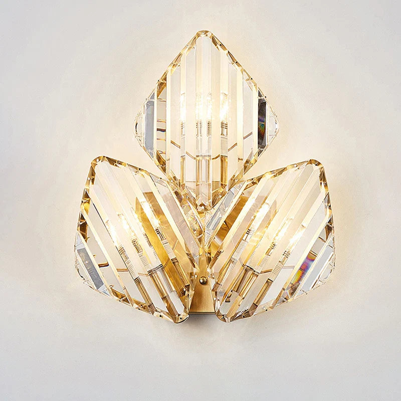 Modern Luxury Gold Crystal LED Wall Sconce Light for Living Room Bedside by Econiko