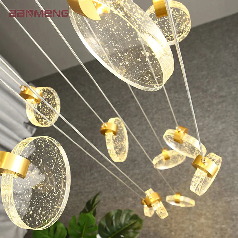 Econiko Crystal Chandelier LED Pendant Light for Bedroom Living Room - Modern Simplicity Luxurious Hanging Lamp