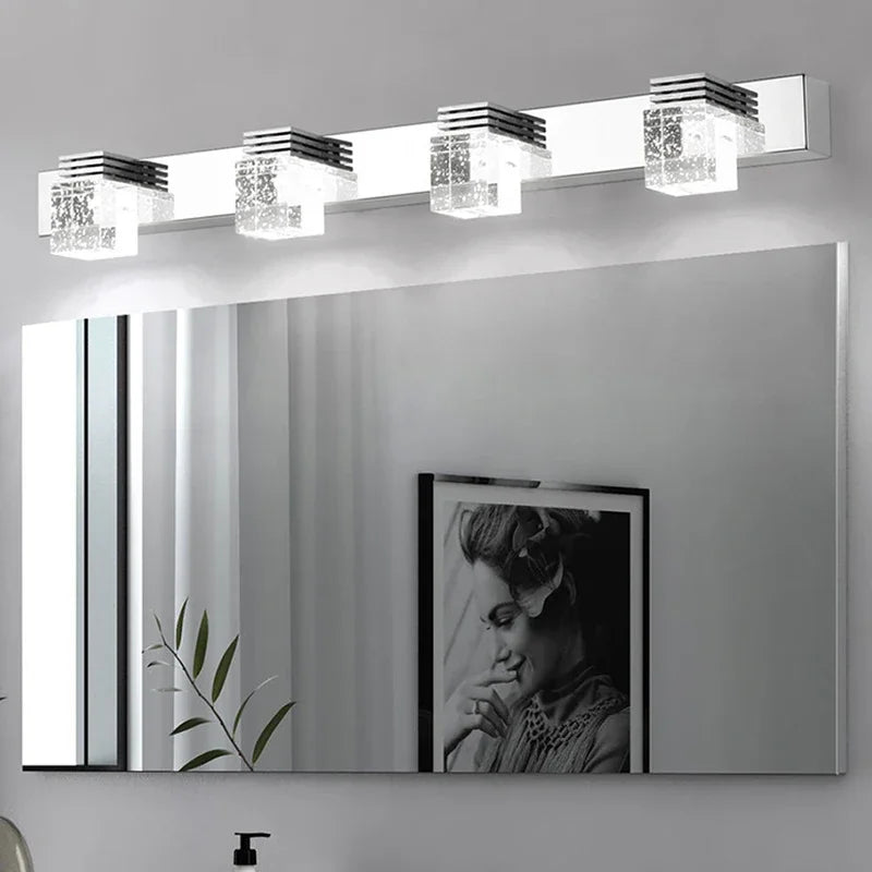 Econiko 4-Head K9 Crystal Mirror Wall Lamps for Modern Bathroom Lighting