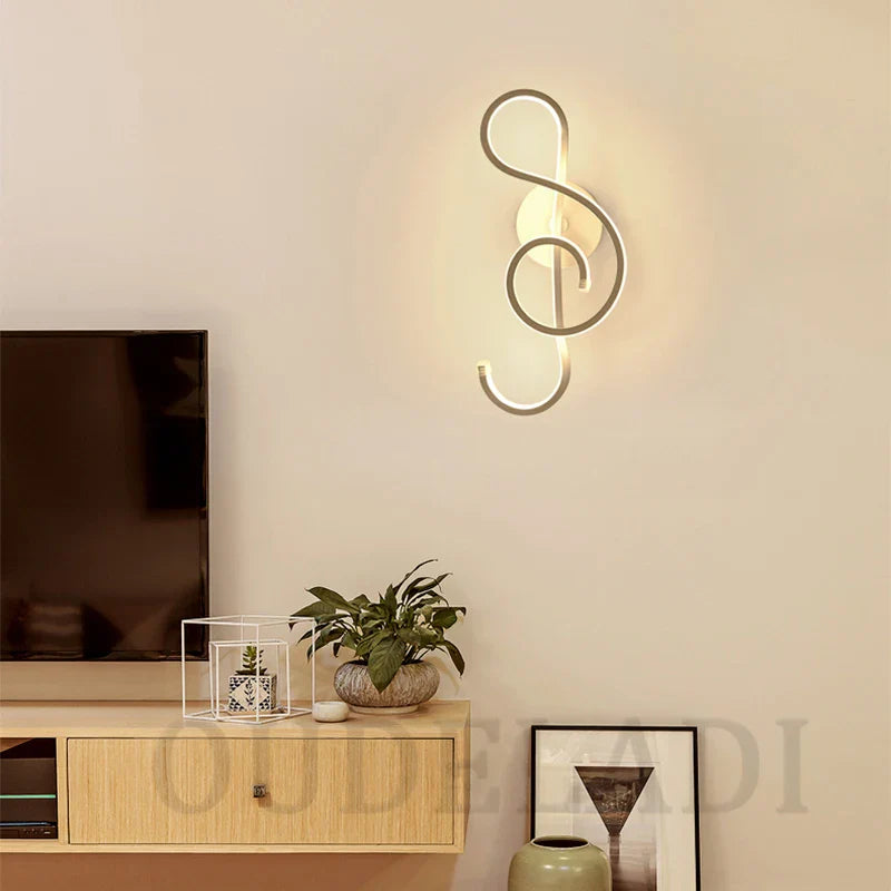 Aluminium LED music symbol wall lamps for home living room bedroom decor by Econiko