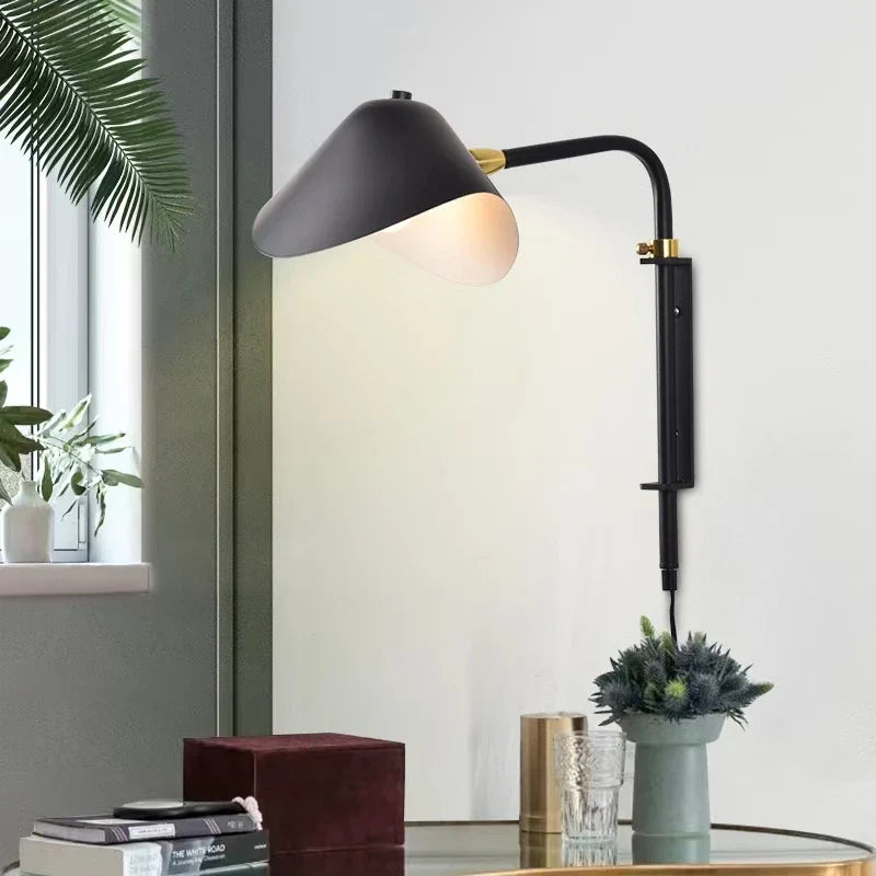 Adjustable Black Industrial Wall Light E27 for Living Room Bedroom by Econiko